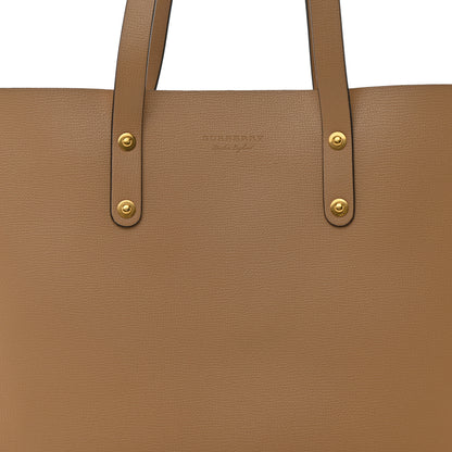 Burberry Grainy Calfskin Haymarket Check Tote Camel 9 of 11