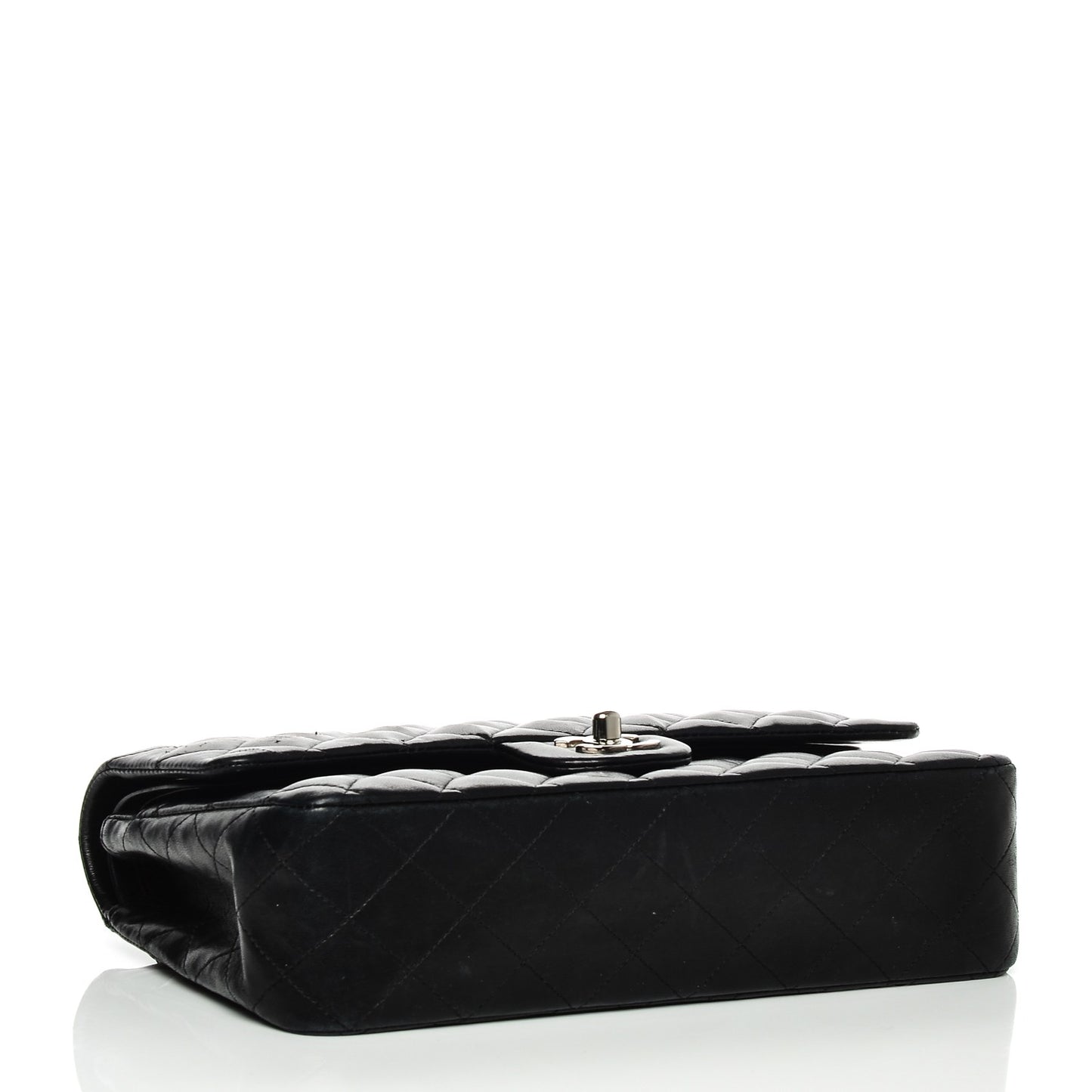 Lambskin Quilted Medium Double Flap Black