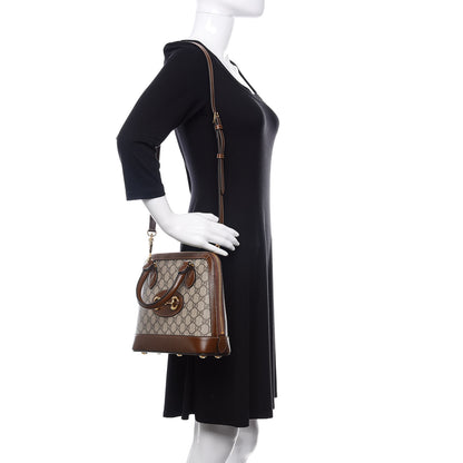 Gucci GG Supreme Monogram Azalea Calfskin Small Horsebit 1955 Top Handle Bag Beige Ebony Brown Sugar 2 of 11
