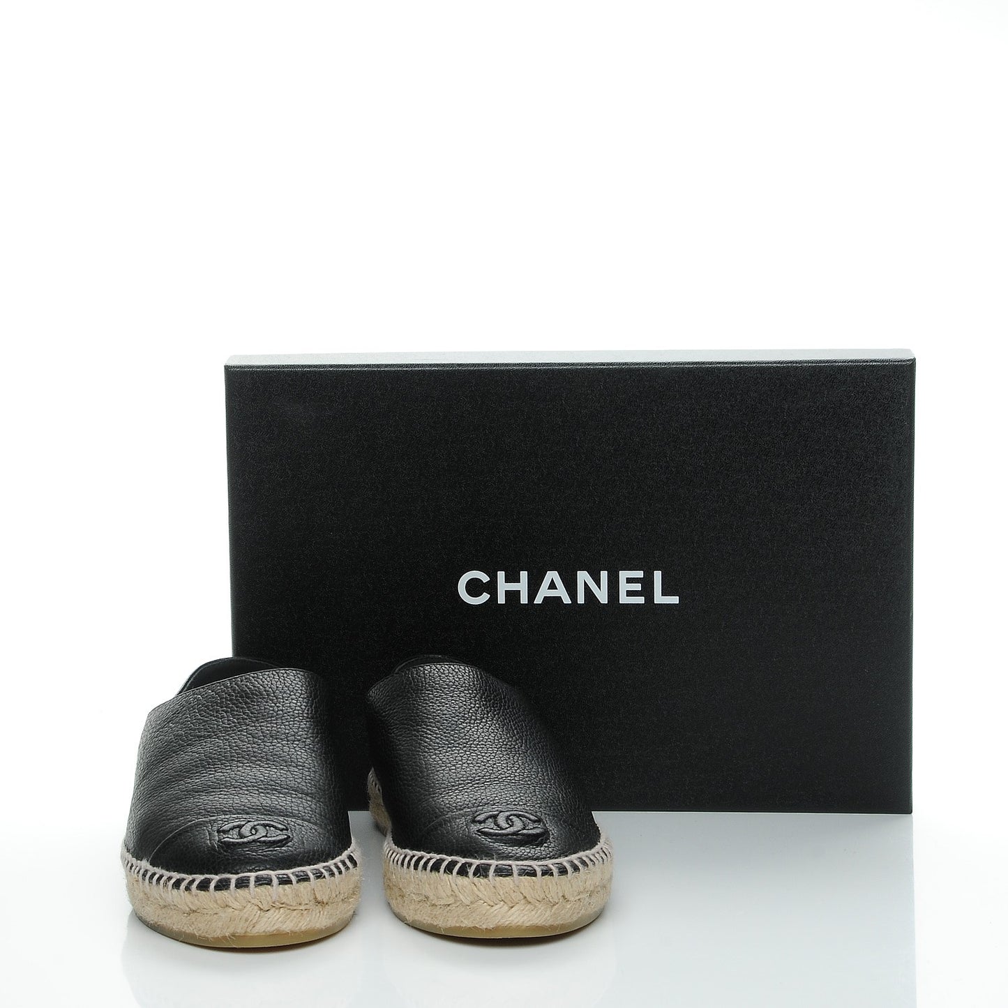 Grained Calfskin CC Espadrilles 39 Black