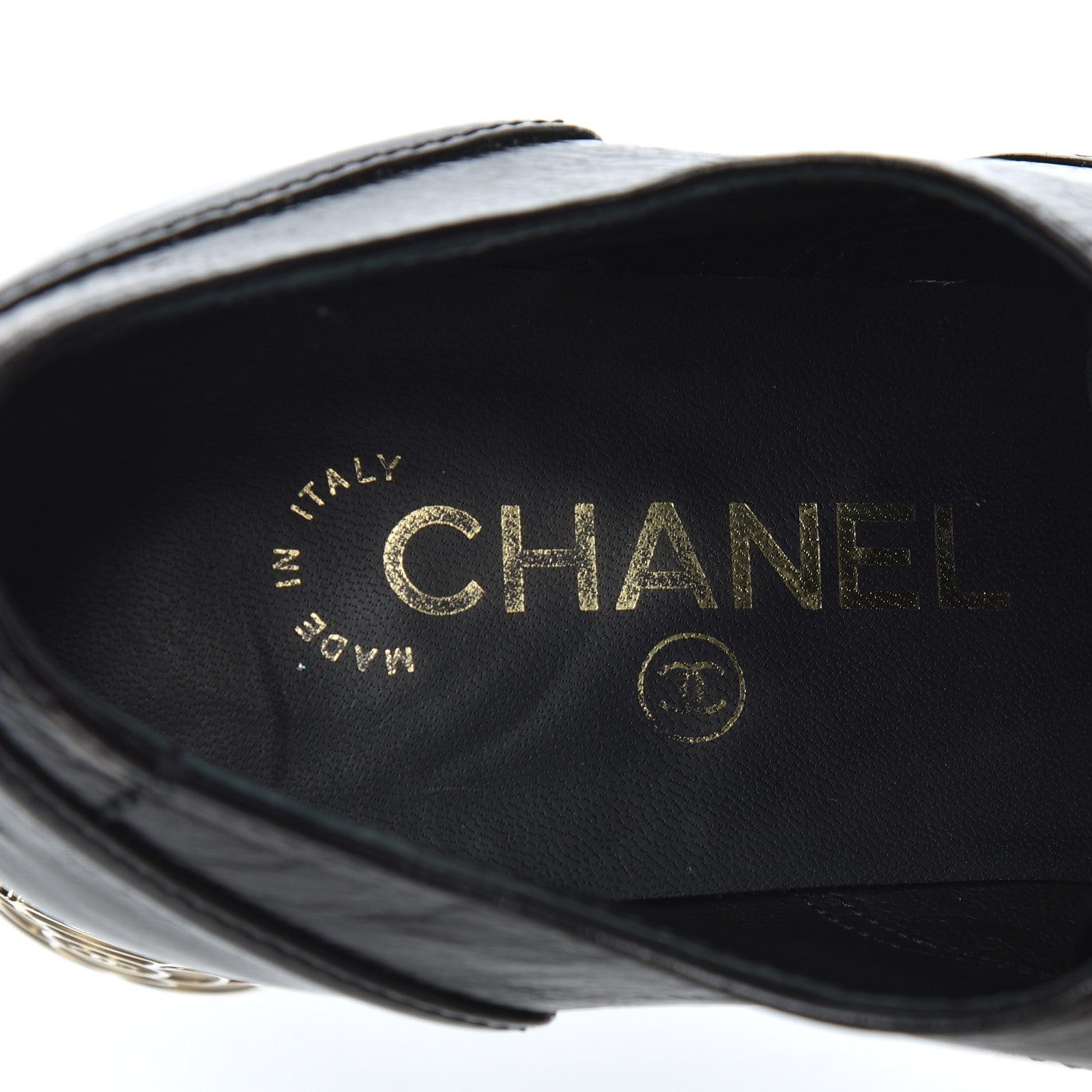Chanel Crumpled Calfskin Lace Up Platform Oxfords 37 Black 6 of 22