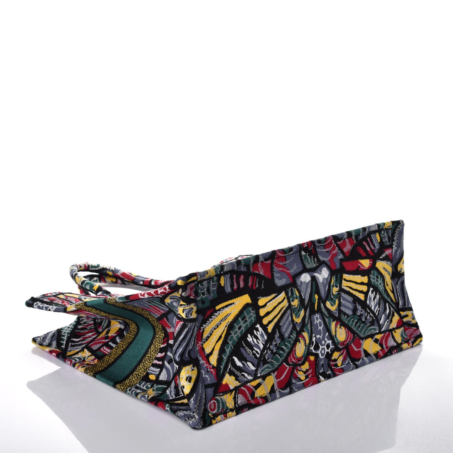 Christian Dior Canvas Embroidered Butterfly Book Tote Black Multicolor 4 of 8