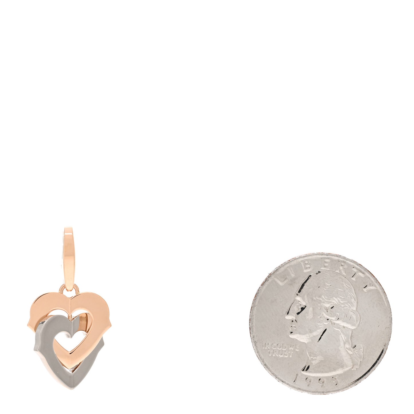 18K White Pink Gold Double Heart Charm