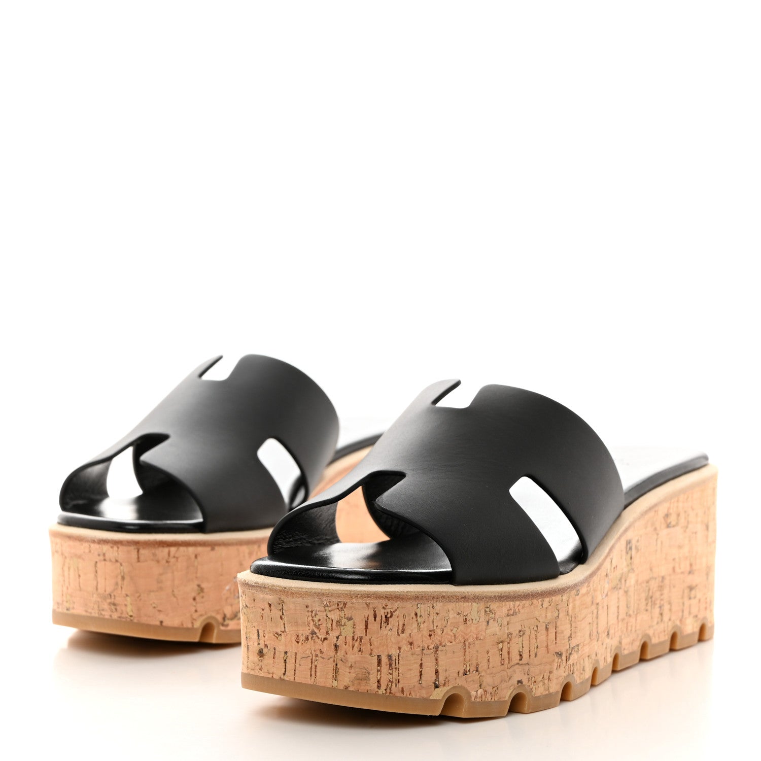 Hermes Calfskin Cork Eze 30 Sandals 39 Black 3 of 9