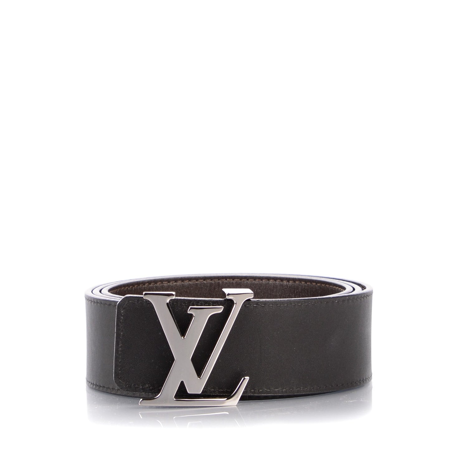 Calfskin 40mm LV Initiales Reversible Belt 95 38 Dark Brown Black