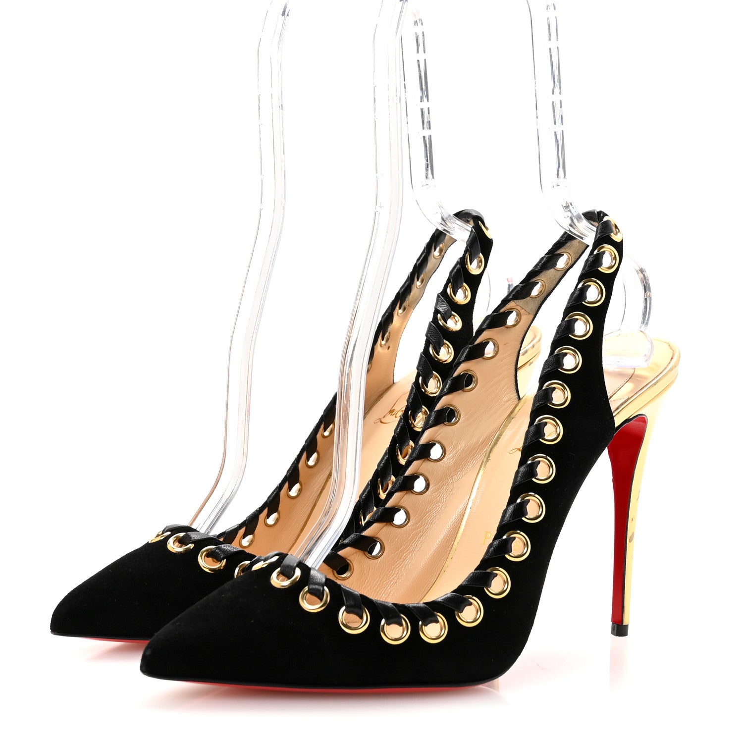 Christian Louboutin Suede Ostri 100 Slingback Pumps 41 Black 4 of 8