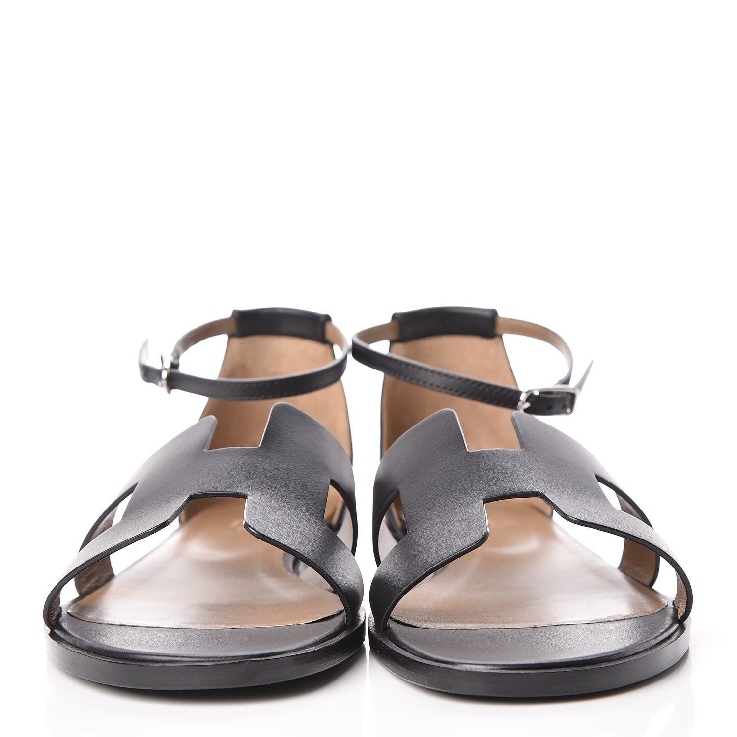 Hermes Calfskin Santorini Sandals 41 Black 2 of 8
