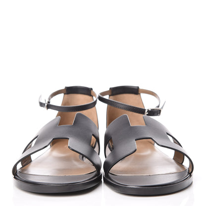 Hermes Calfskin Santorini Sandals 41 Black 2 of 8