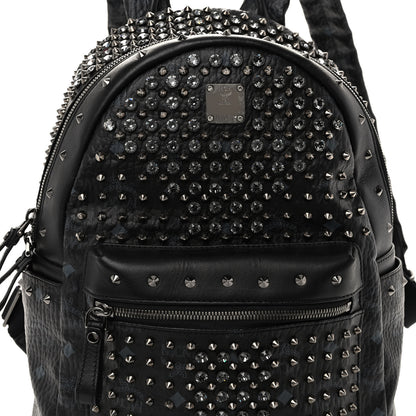 MCM Visetos Swarovski Studded Small Diamond Backpack Black 9 of 11