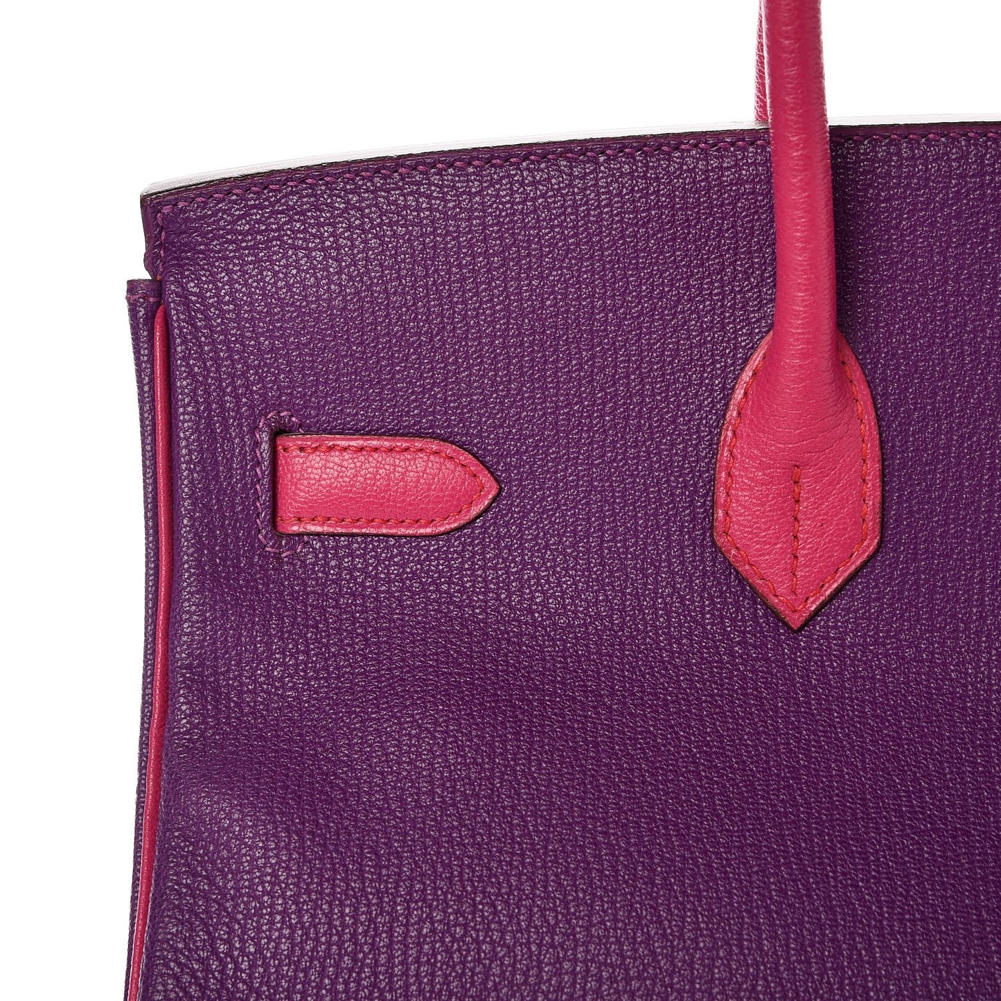 Chevre Mangalore Bi-Color Horseshoe Birkin 35 Ultraviolet Rose Tyrien