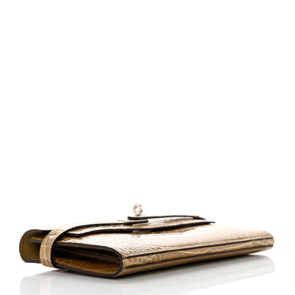 Hermes Shiny Alligator Kelly Longue Wallet Beige Sable 4 of 8