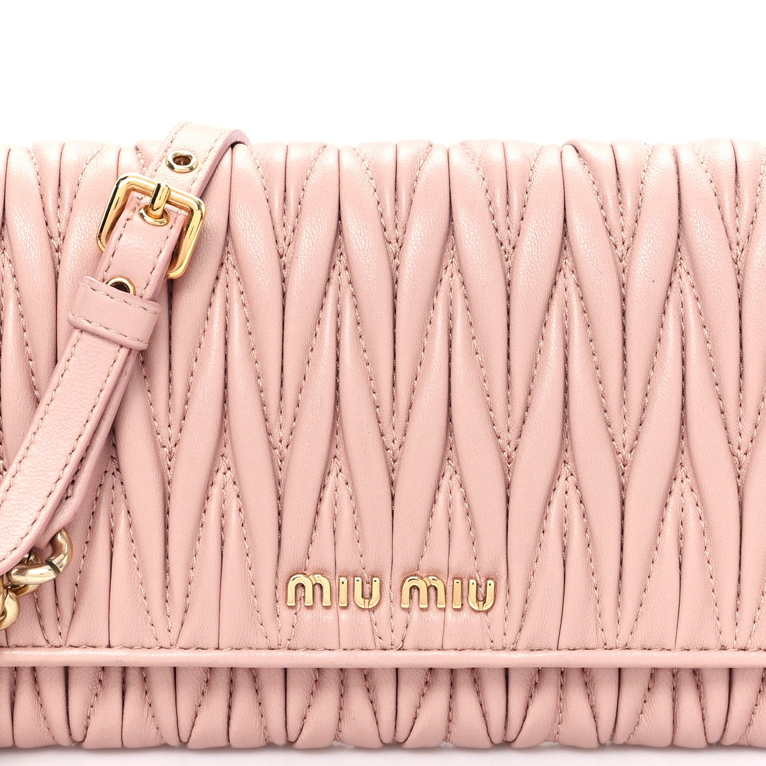 Miu Miu Nappa Matelasse Wallet On Chain Orchidea 7 of 11