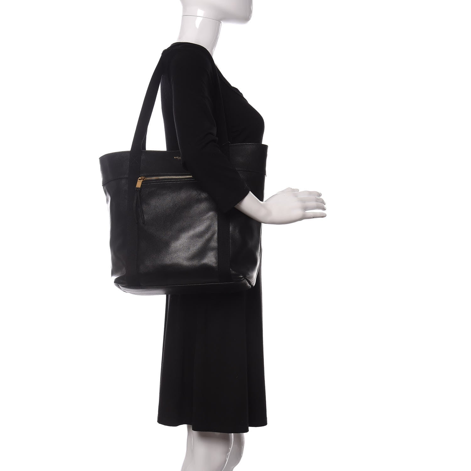 Saint Laurent Calfskin Small Daily Cabas Shopping Tote Black 2 of 10