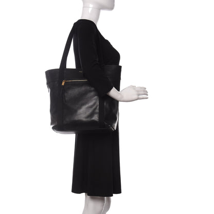 Saint Laurent Calfskin Small Daily Cabas Shopping Tote Black 2 of 10