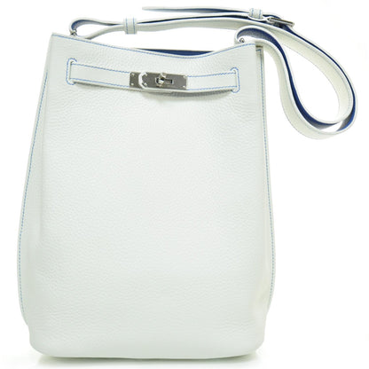 Hermes Taurillon Clemence SO KELLY 26 Blanc and Mykonos 1 of 10
