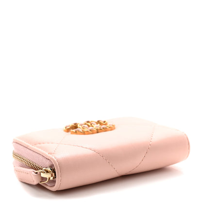 Chanel Lambskin Quilted 19 Zip Around Coin Purse Wallet Light Pink 4 of 8