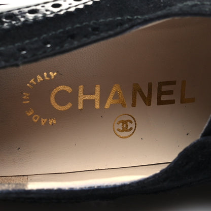 Chanel Patent Calfskin CC Brogue Lace Up Oxfords 38.5 Black 7 of 10
