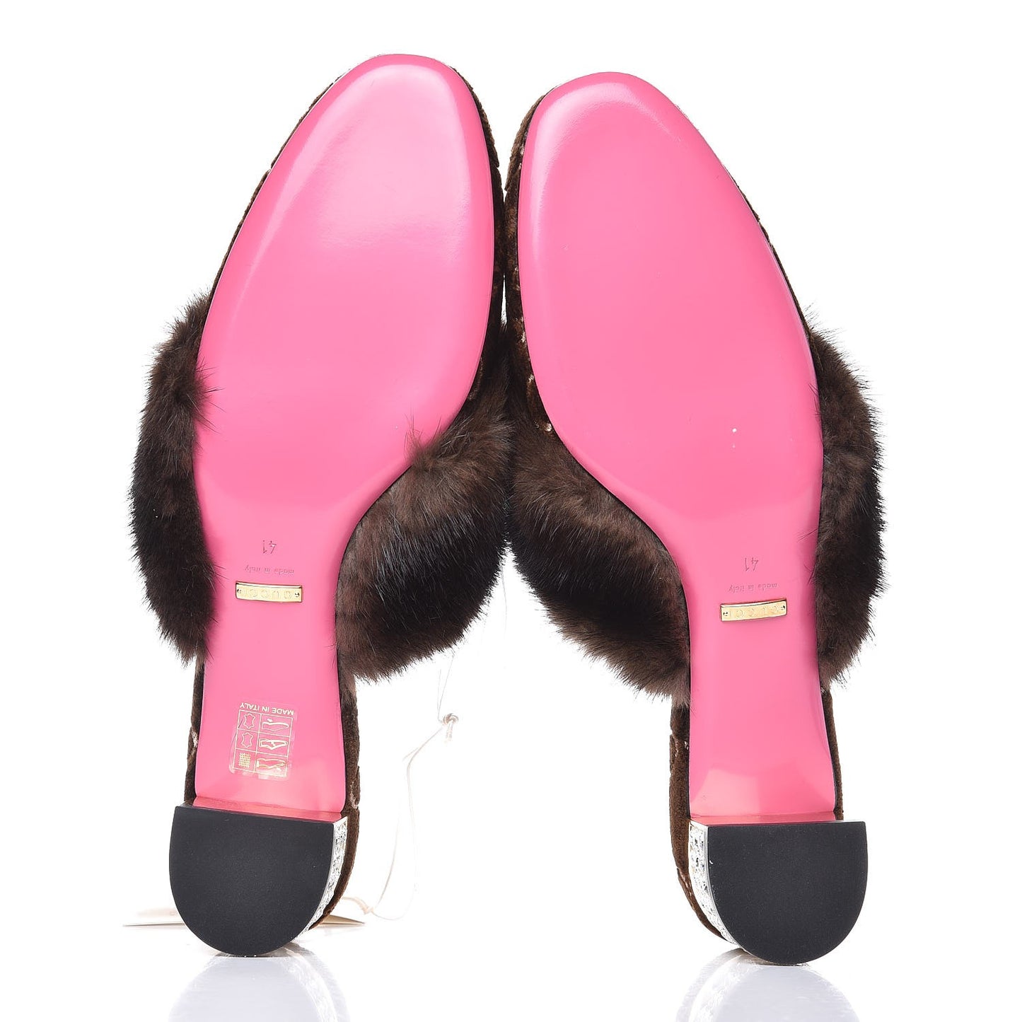 Mink Velvet GG Monogram Candy Mules 41 Scan Brown Brown