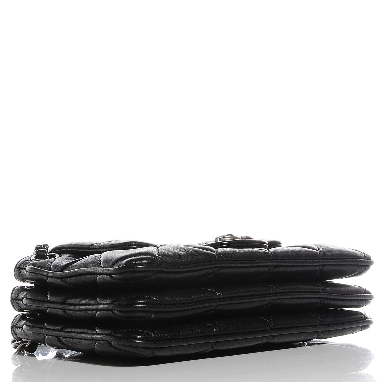 Lambskin Quilted Medium 3 Accordion Flap Black
