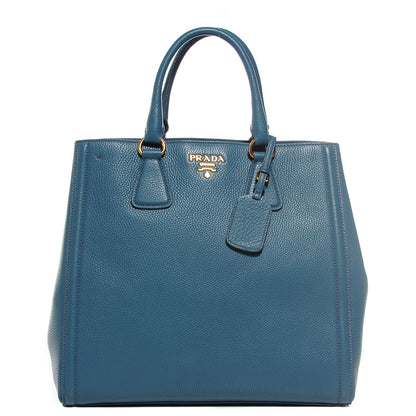 Prada Vitello Daino Large Shopping Tote Marine 1 of 11