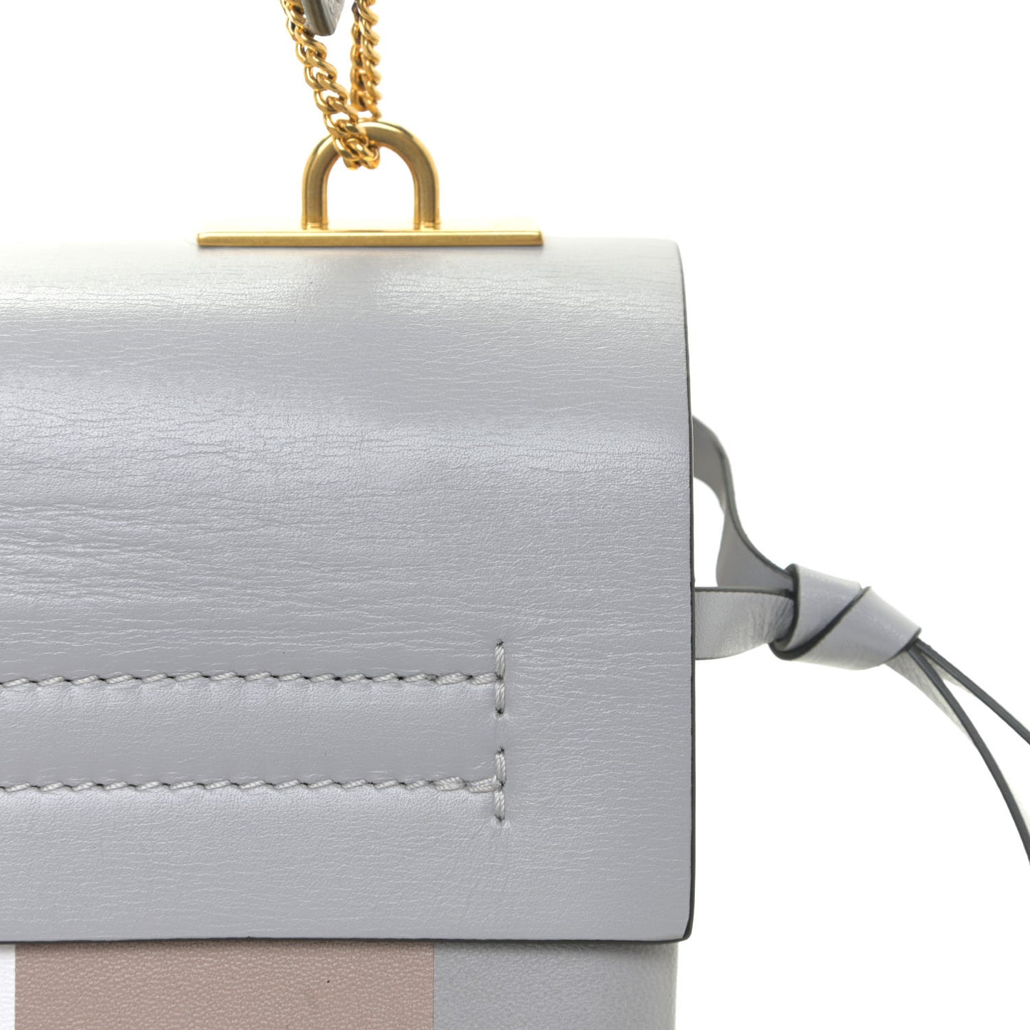 Smooth Calfskin Medium Colorblock Vring Shoulder Bag Pastel Grey