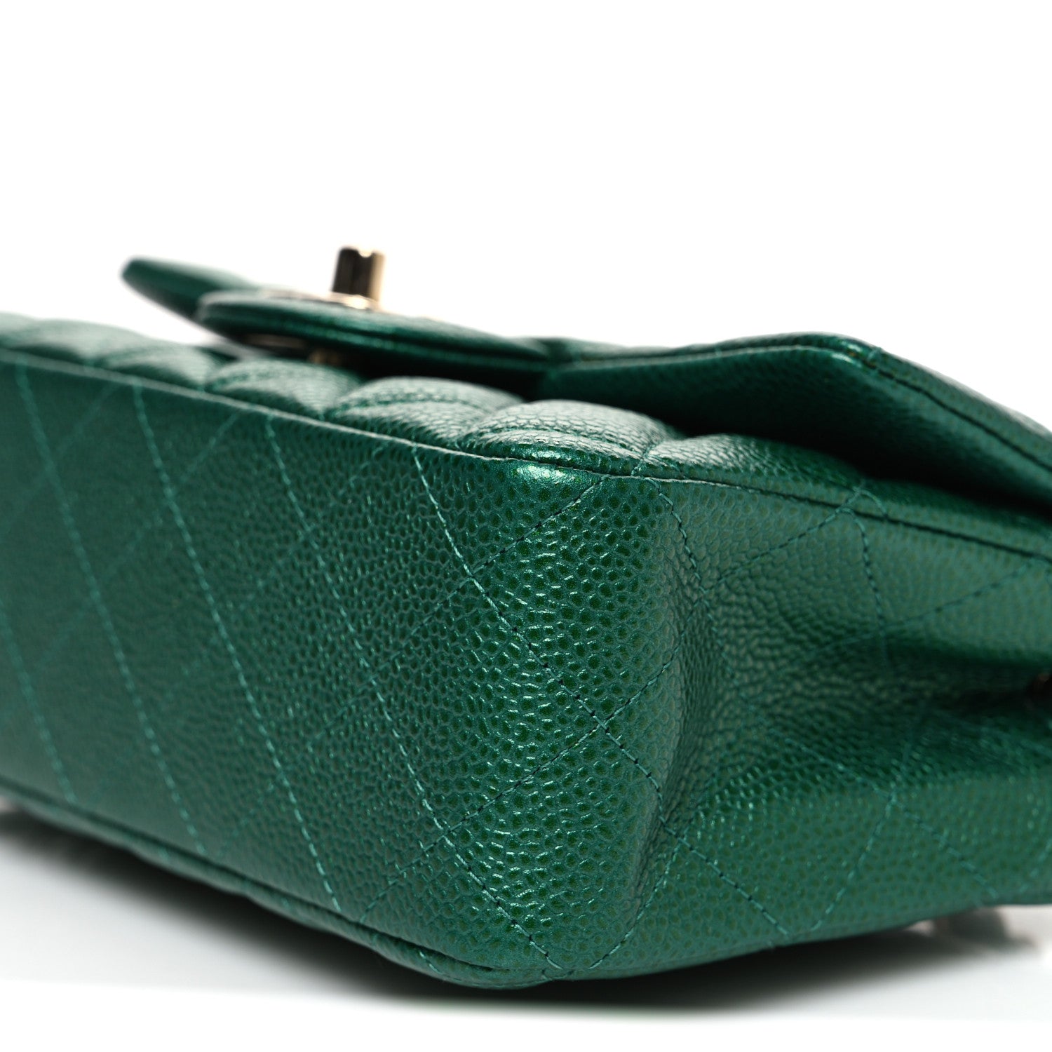 Chanel Metallic Caviar Quilted Mini Rectangular Flap Green 10 of 11