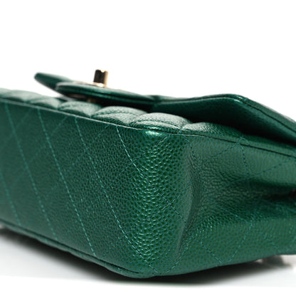Chanel Metallic Caviar Quilted Mini Rectangular Flap Green 10 of 11