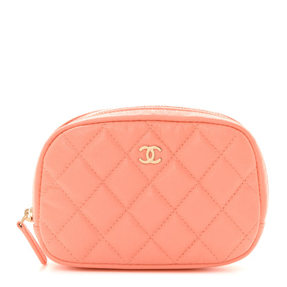 Chanel Caviar Quilted Small Curvy Pouch Cosmetic Case Light Orange 1 of 8