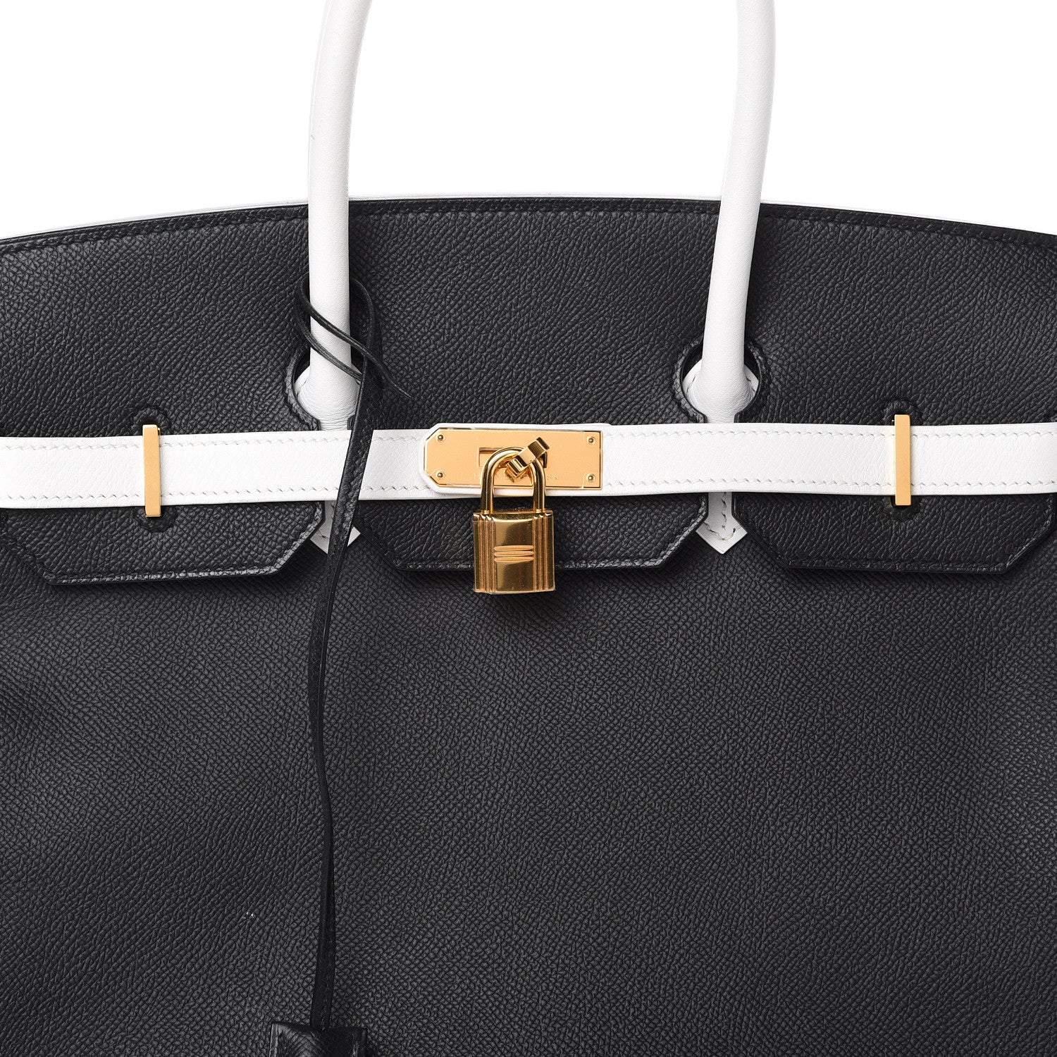 Hermes Epsom Horseshoe Birkin 35 Black White 9 of 15