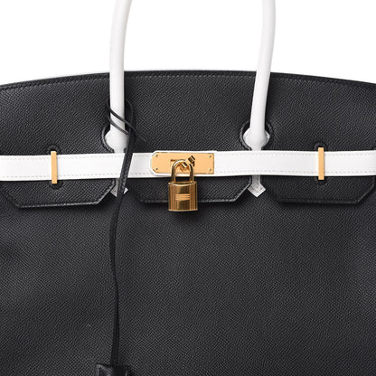 Hermes Epsom Horseshoe Birkin 35 Black White 9 of 15
