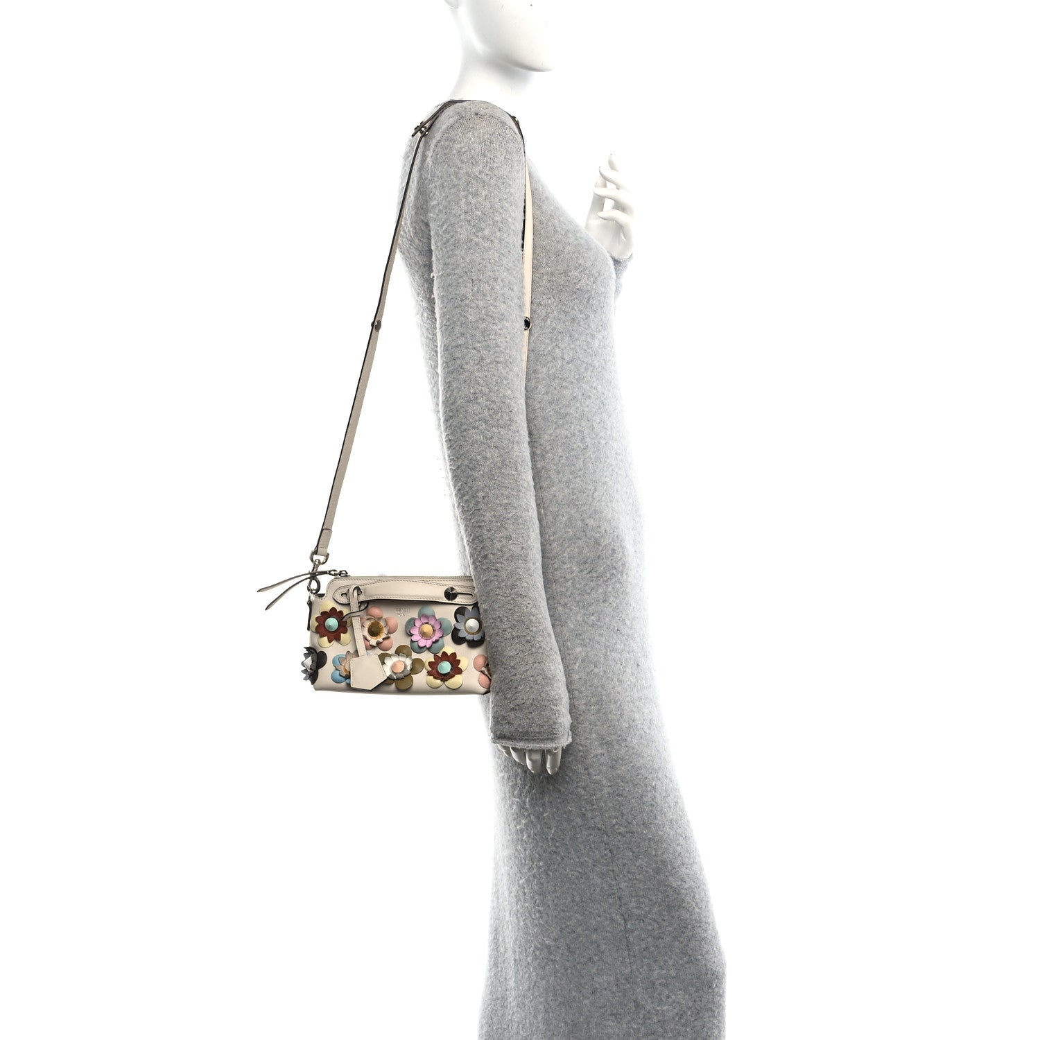 Fendi Vitello Dolce Flowerland Studded Mini By The Way Boston Bag Camelia Multicolor 3 of 23