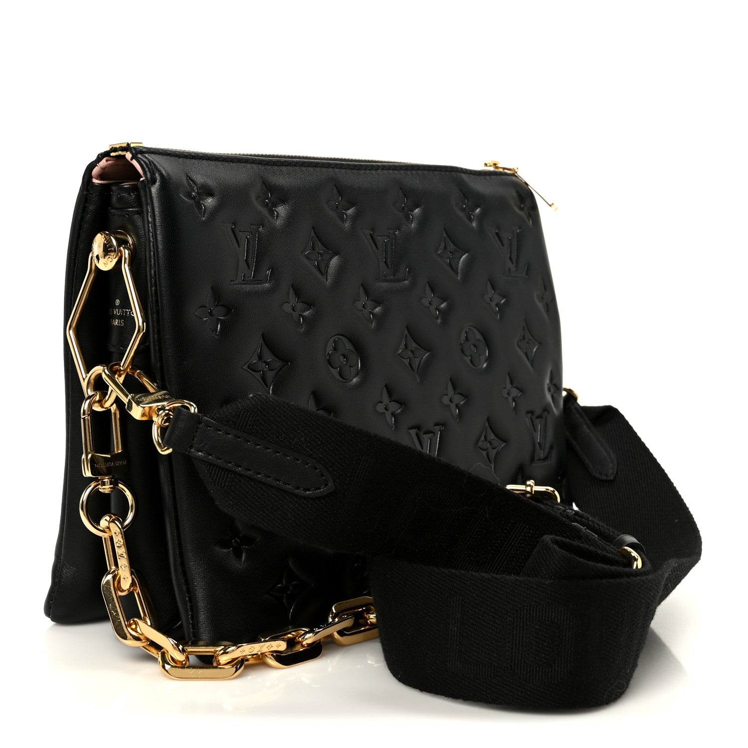 Louis Vuitton Lambskin Embossed Monogram Coussin PM Black 2 of 12