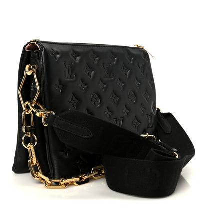 Louis Vuitton Lambskin Embossed Monogram Coussin PM Black 2 of 12