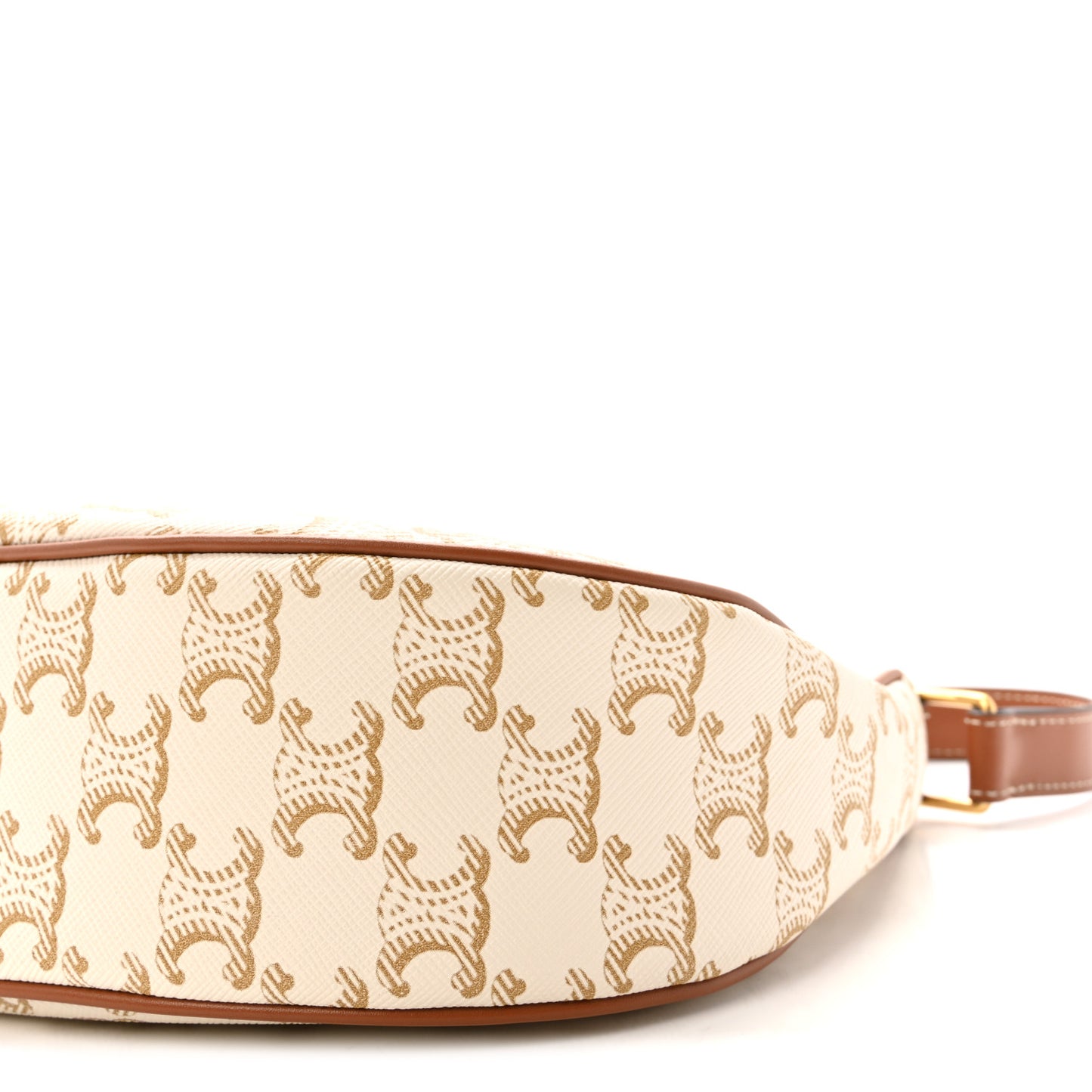 Canvas Calfskin Ava Triomphe Shoulder Bag White