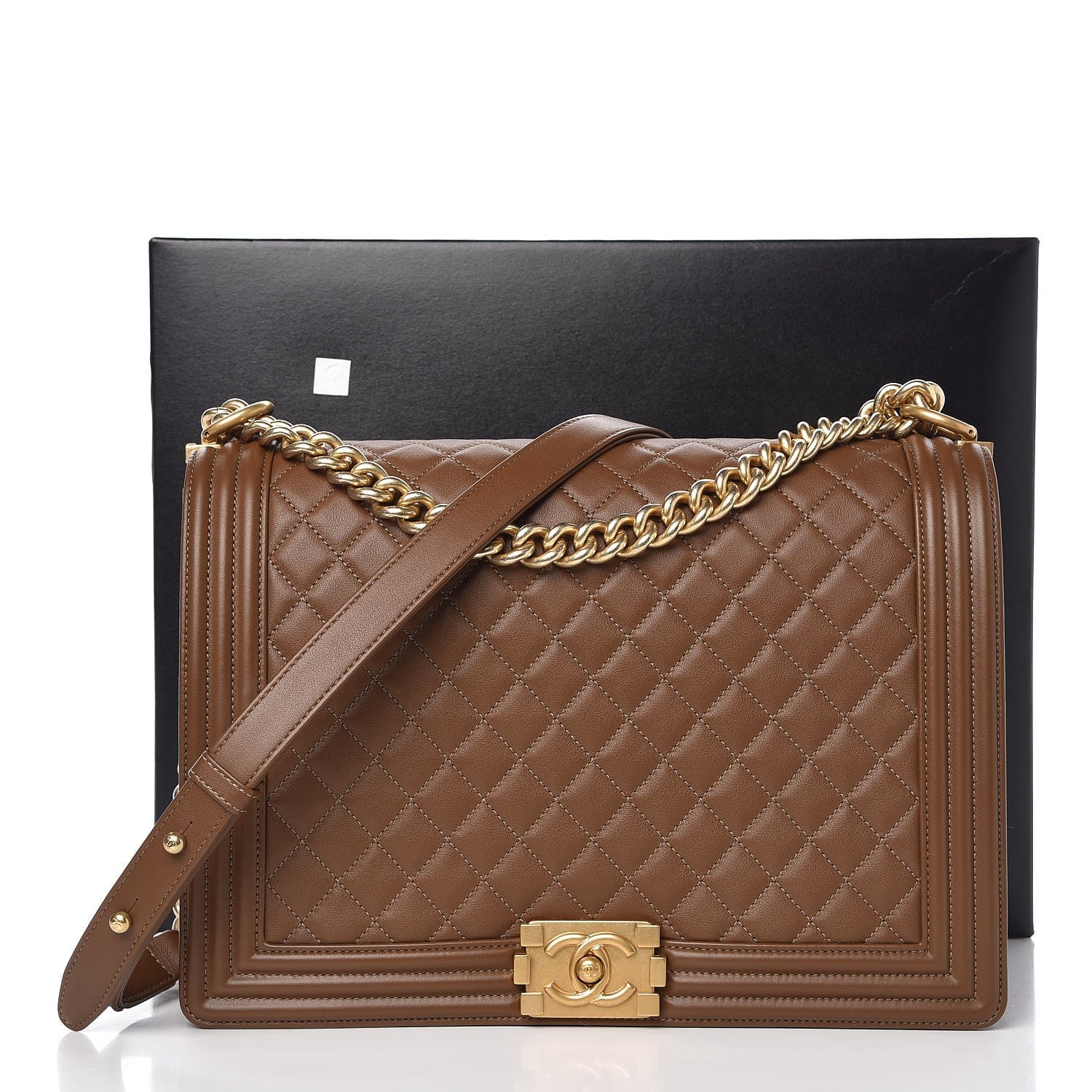 Chanel Calfskin Quilted Large Boy Flap Brown 8 of 8