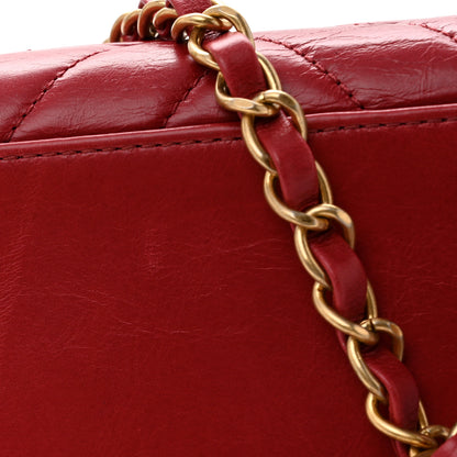 Chanel Aged Calfskin Chevron Quilted Small Coco Handle Flap Red 12 of 13