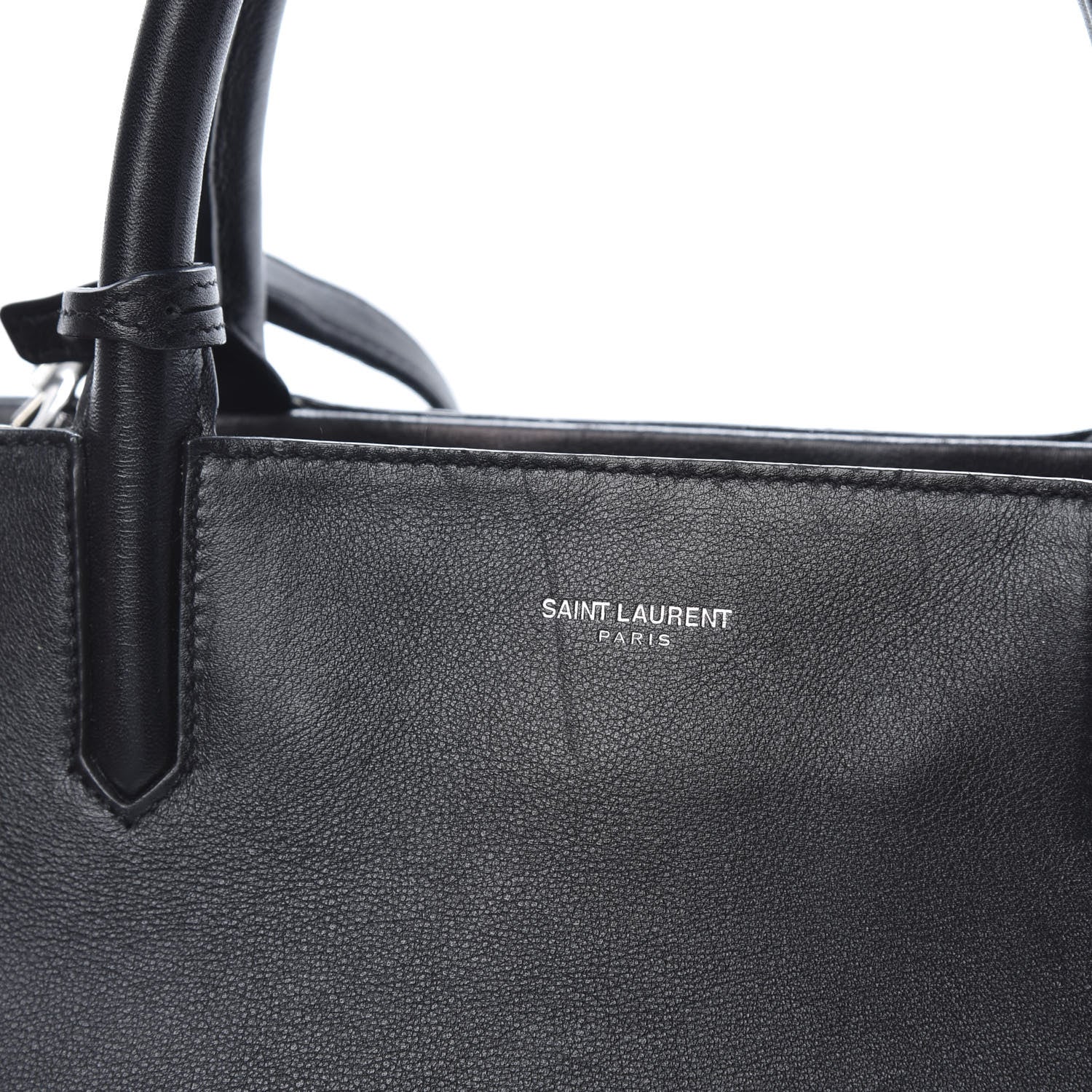 Saint Laurent Grained Calfskin Medium Fringe Cabas Rive Gauche Black 15 of 19