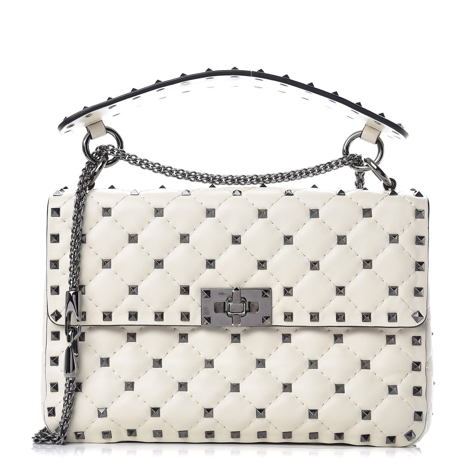 Valentino Garavani Lambskin Medium Rockstud Spike Shoulder Bag White 1 of 9