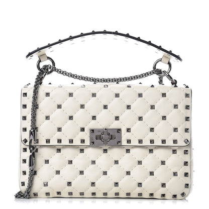 Valentino Garavani Lambskin Medium Rockstud Spike Shoulder Bag White 1 of 9