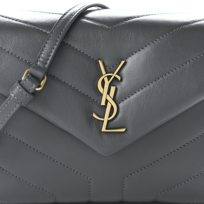 Saint Laurent Calfskin Y Quilted Monogram Toy Loulou Crossbody Bag Storm 9 of 10