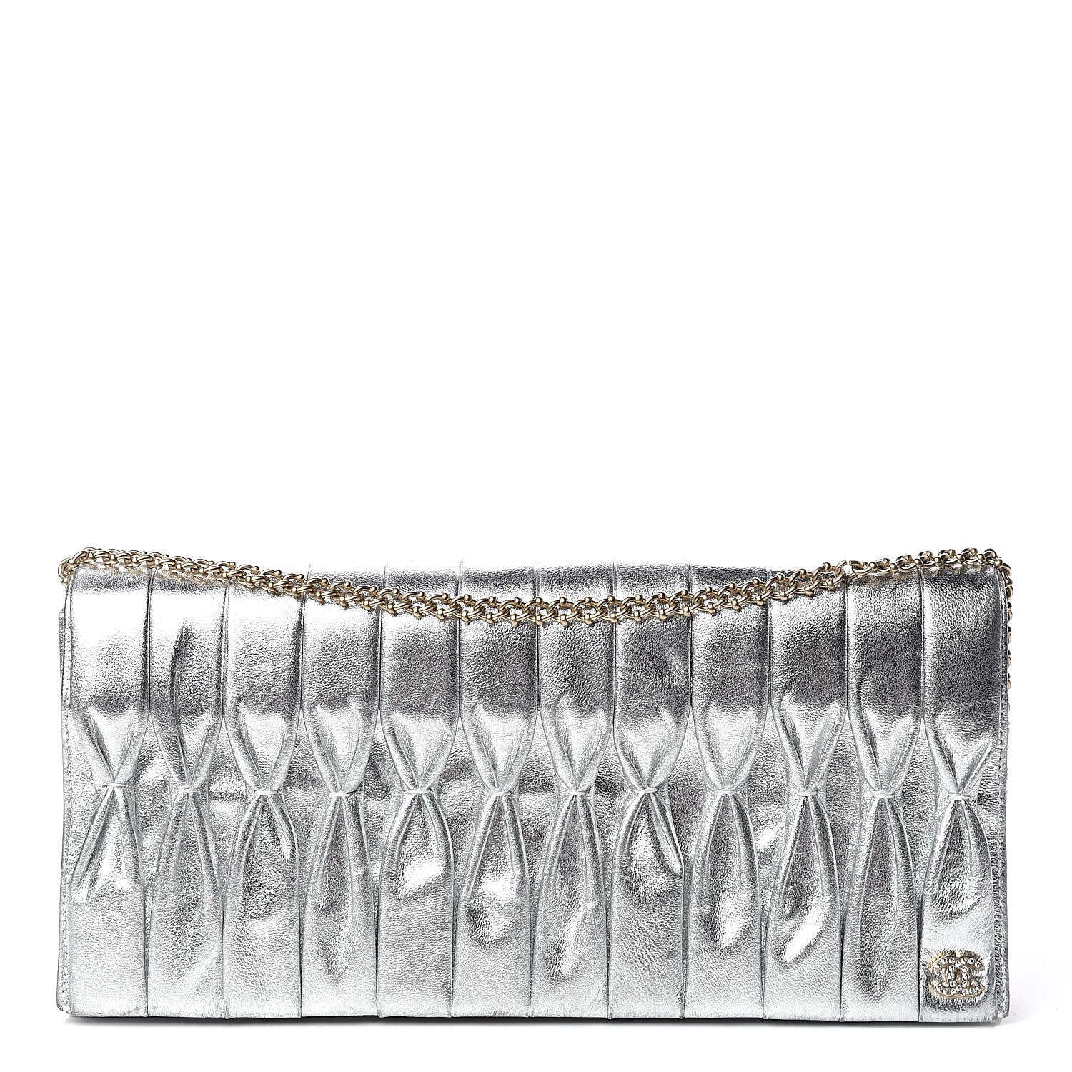 Chanel Metallic Lambskin Chain Clutch Silver 1 of 19