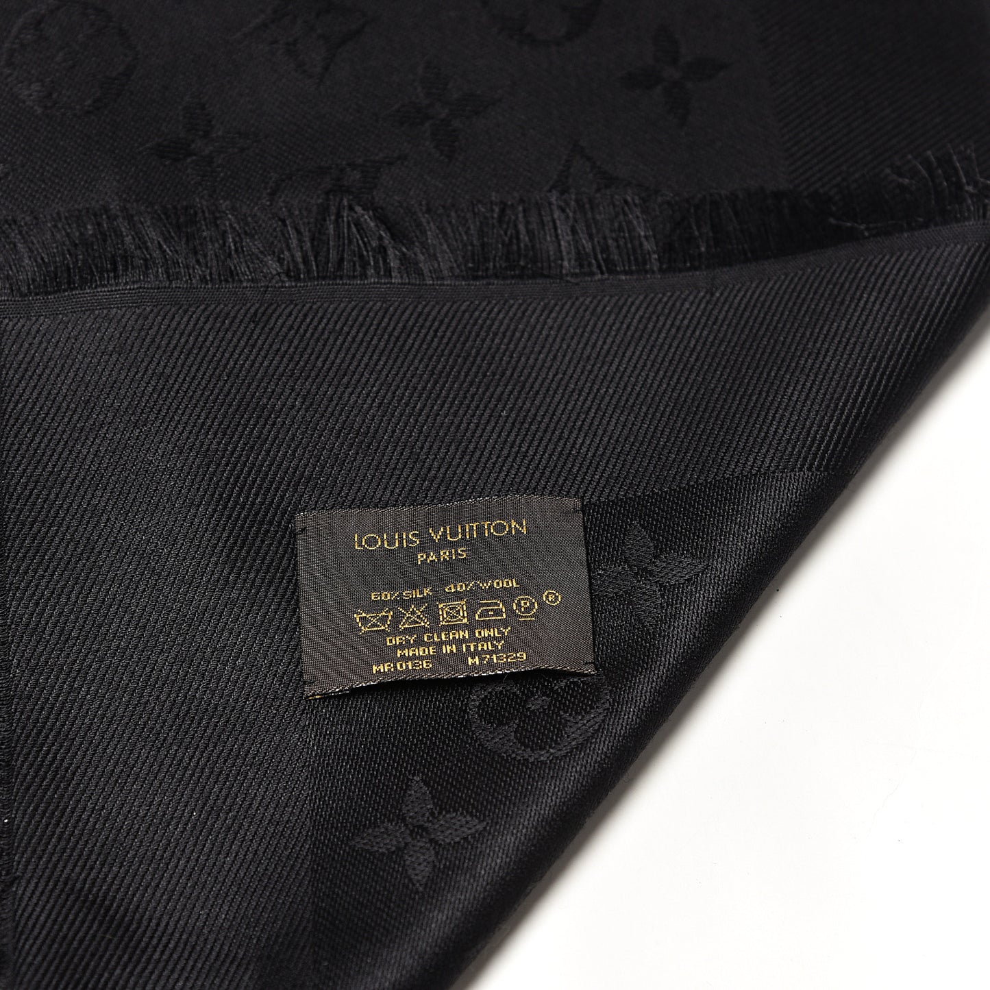 Silk Wool Monogram Shawl Black