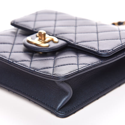 Chanel Iridescent Lambskin Quilted Chic Pearls Flap Navy Blue 9 of 12