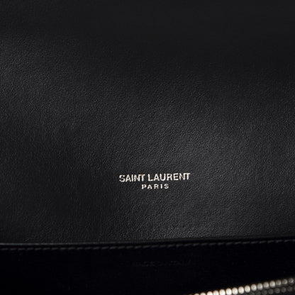 Saint Laurent Calfskin Crocodile Embossed Monogram Mini Uptown Crossbody Black 8 of 10