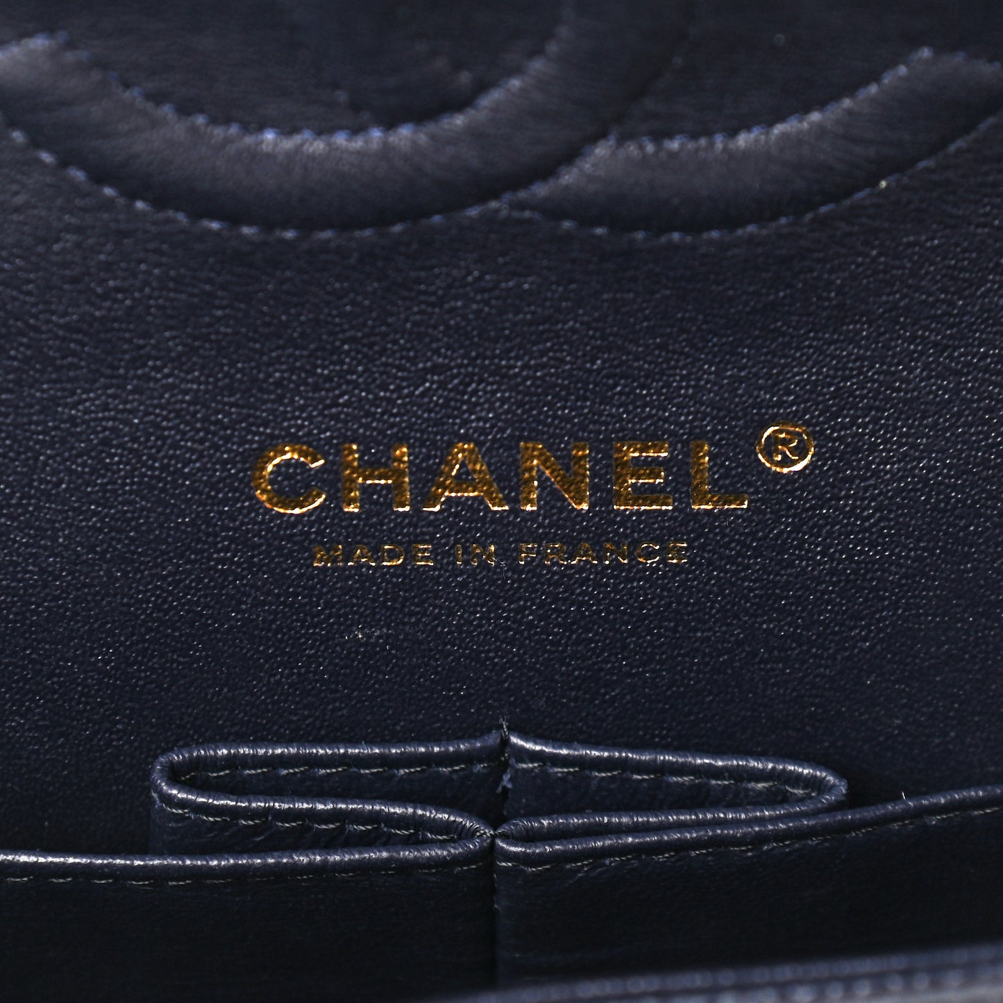 Caviar Quilted Medium Double Flap Navy