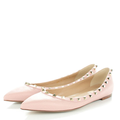 Valentino Garavani Pebbled Calfskin Rockstud Ballerina Flats 40.5 Water Rose 3 of 9