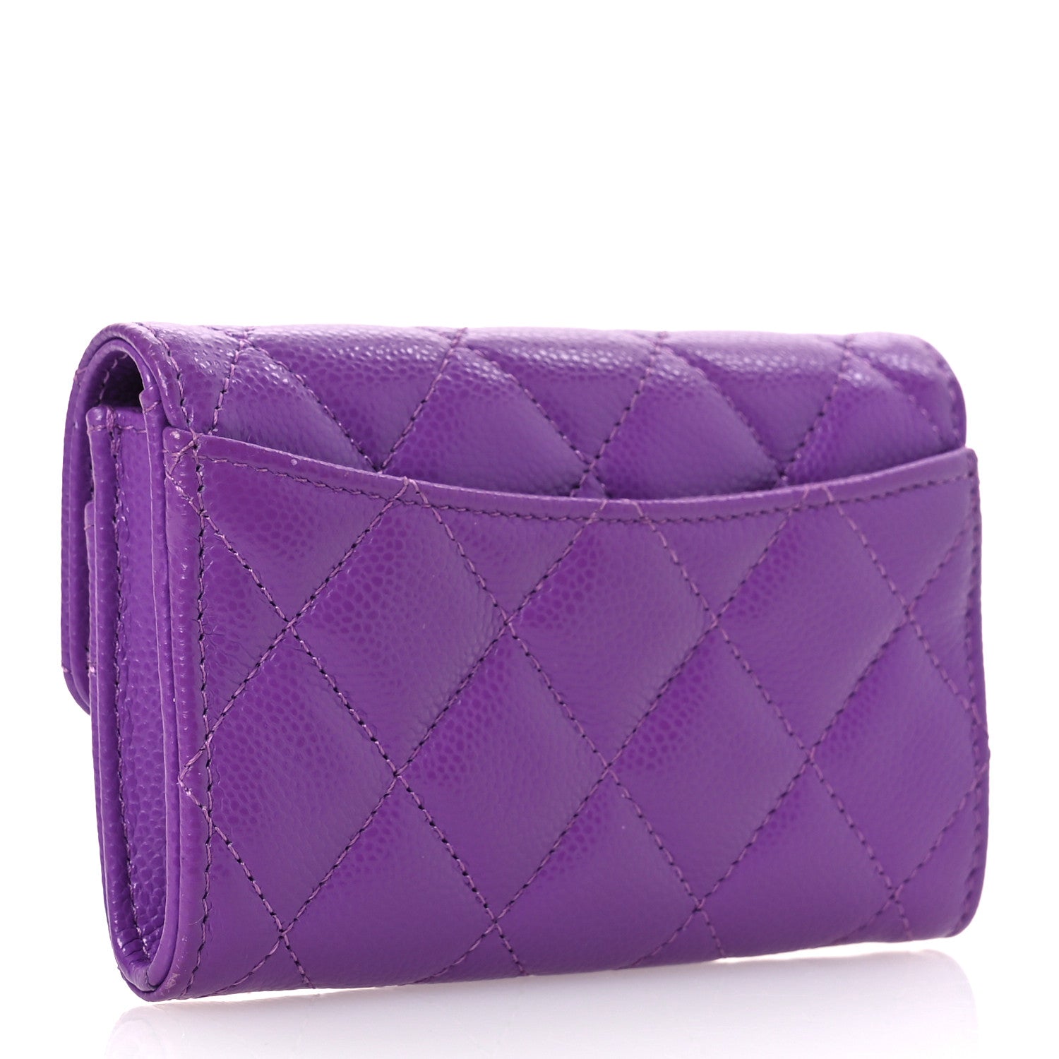 Chanel Caviar Quilted Flap Card Holder Wallet Purple 3 of 11