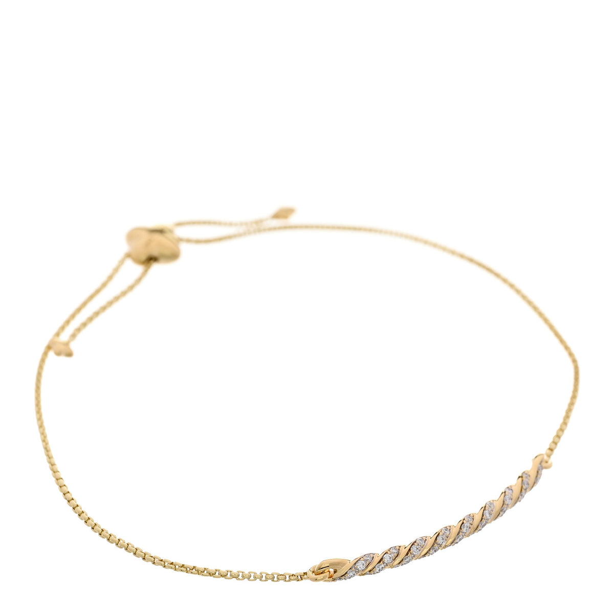 David Yurman 18K Yellow Gold Diamond Paveflex Station Bracelet 1 of 3