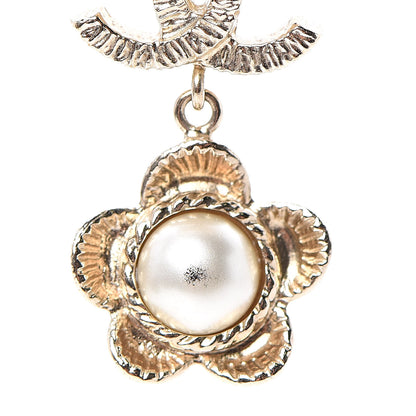 Chanel Pearl Camellia CC Drop Earrings Gold 3 of 6