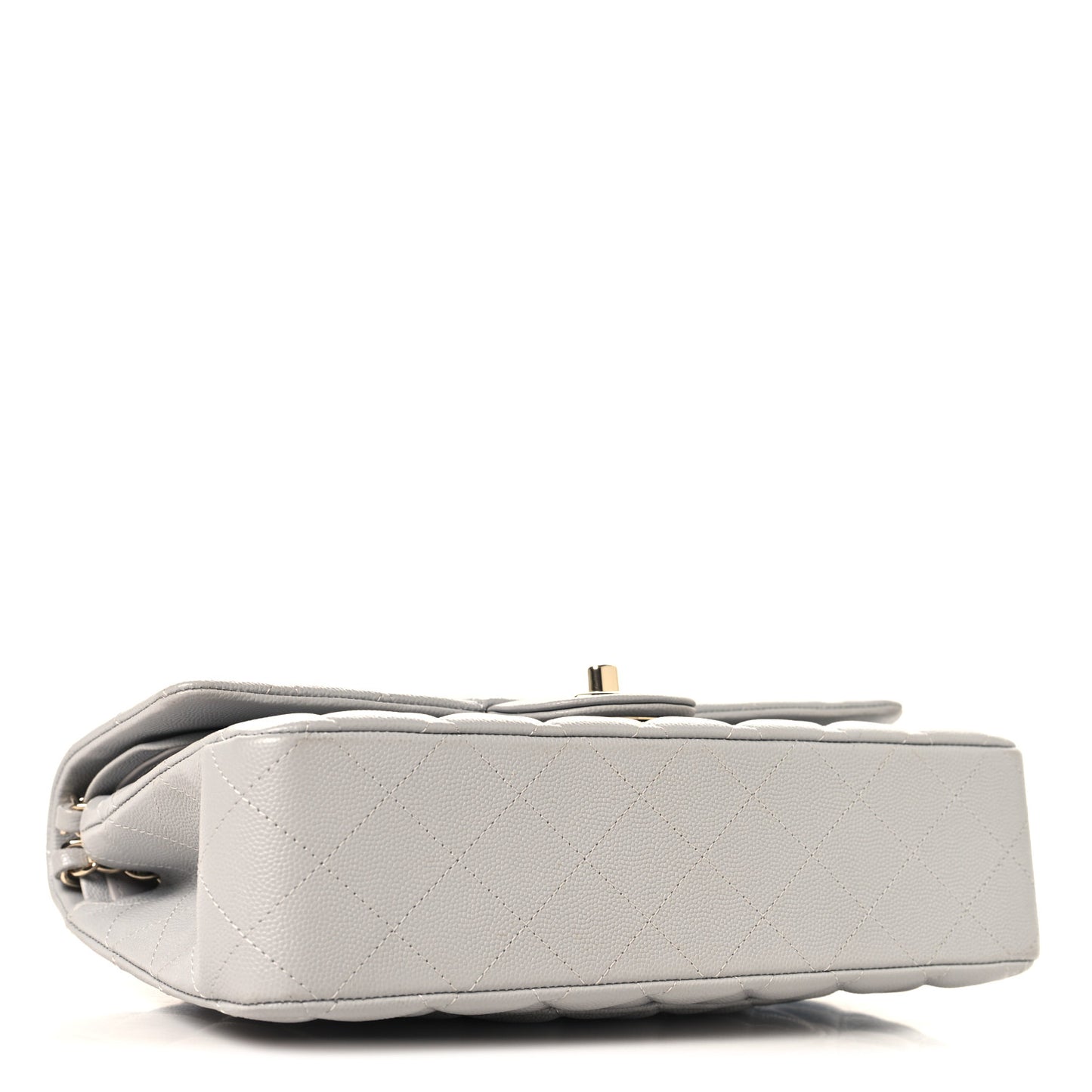 Caviar Quilted Medium Double Flap Grey
